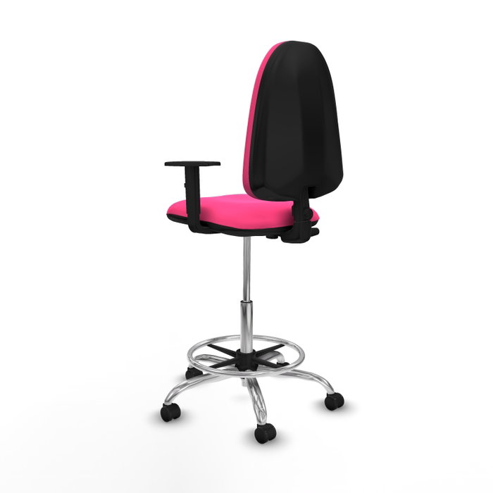 PIQUERAS Y CRESPO Taburete Aýna Rosa con Brazos 1D y Base Cromada PIQUERAS Y CRESPO Taburete Aýna Rosa con Brazos 1D y Base Cromada