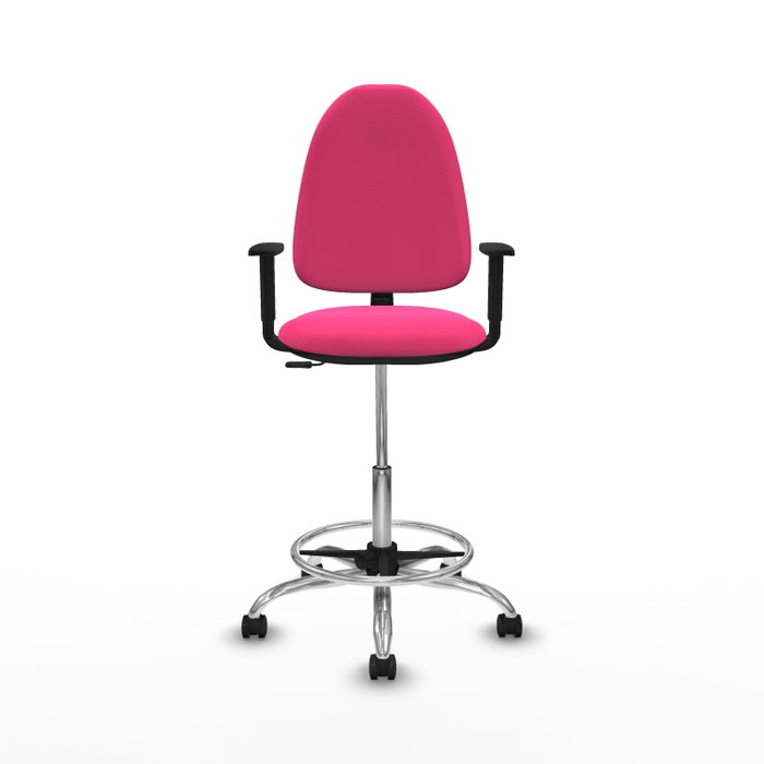 PIQUERAS Y CRESPO Taburete Aýna Rosa con Brazos 1D y Base Cromada PIQUERAS Y CRESPO Taburete Aýna Rosa con Brazos 1D y Base Cromada