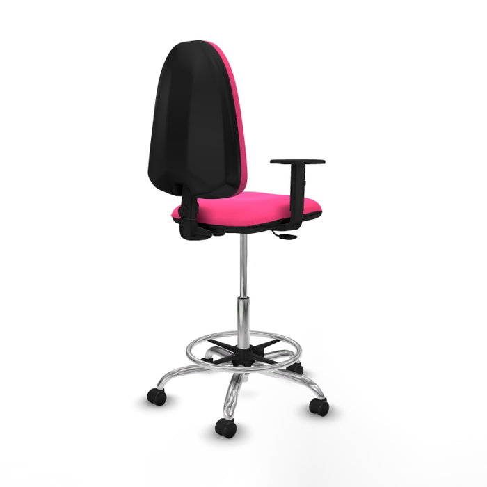 PIQUERAS Y CRESPO Taburete Aýna Rosa con Brazos 1D y Base Cromada PIQUERAS Y CRESPO Taburete Aýna Rosa con Brazos 1D y Base Cromada