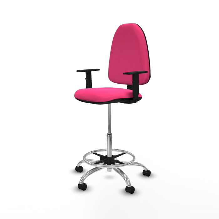 PIQUERAS Y CRESPO Taburete Aýna Rosa con Brazos 1D y Base Cromada PIQUERAS Y CRESPO Taburete Aýna Rosa con Brazos 1D y Base Cromada