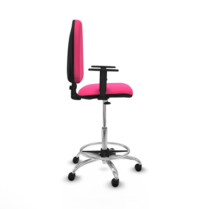 PIQUERAS Y CRESPO Taburete Aýna Rosa con Brazos 1D y Base Cromada PIQUERAS Y CRESPO Taburete Aýna Rosa con Brazos 1D y Base Cromada