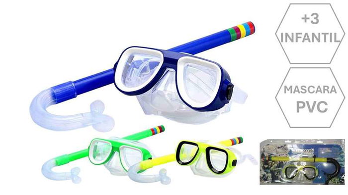 Poessa Conjunto de Máscara y Tubo de Respiración de PVC para Infantil en Colores Surtidos