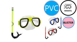 Poessa Conjunto de Máscara y Tubo de Respiración de PVC para Infantil en Colores Surtidos