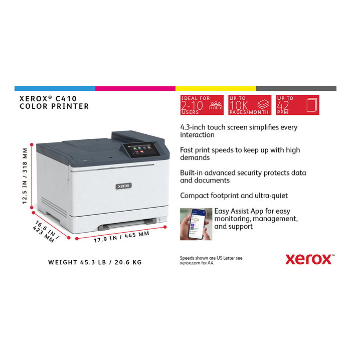 Xerox C410V_DN Impresora Láser Color A4 40 ppm Dúplex