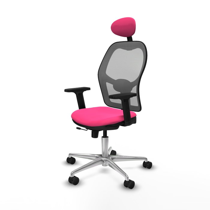 PIQUERAS Y CRESPO Silla de oficina Jorquera Rosa y Gris con mecanismo Sincro/Traslack