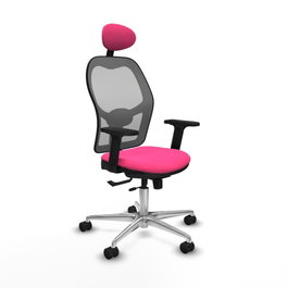 PIQUERAS Y CRESPO Silla de oficina Jorquera Rosa y Gris con mecanismo Sincro/Traslack