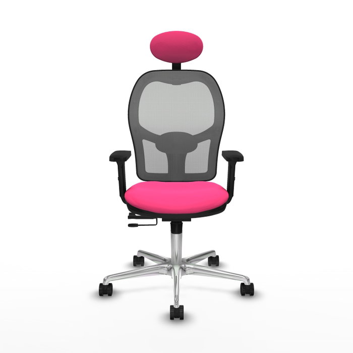 PIQUERAS Y CRESPO Silla de oficina Jorquera Rosa y Gris con mecanismo Sincro/Traslack