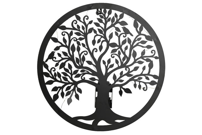 DKD Home Decor Decoración de Pared LED Metal Árbol Negro 40x40 cm DKD Home Decor Decoración de Pared LED Metal Árbol Negro 40x40 cm