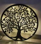 DKD Home Decor Decoración de Pared LED Metal Árbol Negro 40x40 cm