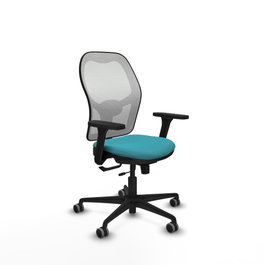 PIQUERAS Y CRESPO Silla de oficina Jorquera con mecanismo Sincro/Traslack, Turquesa y Blanco