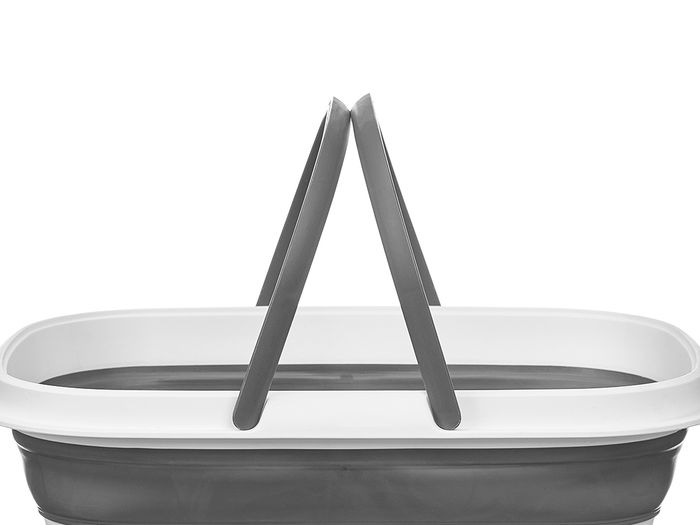 Kipit Cesto Ovalado Plegable con Asas 8.5L Gris y Blanco 38 x 28 x 17.5 cm (Set de 12)
