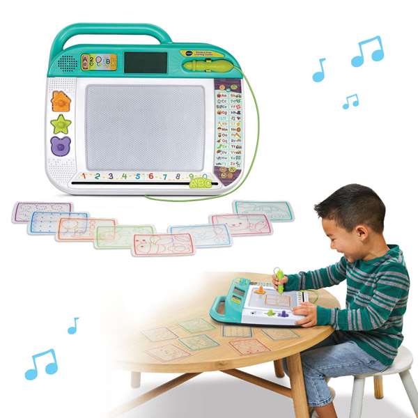 VTech Pizarra Artística Digital Pantalla LCD para Dibujar con Voz y 2 Modos de Juego (Escritura y Dibujo) 38 x 7.8 x 33 cm