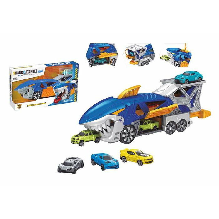 Jugatoys Camión Tiburón portacoches con 3 coches Jugatoys Camión Tiburón portacoches con 3 coches