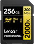 Lexar LSD2000256G-BNNNG Tarjeta SDXC Profesional 256GB 2000X UHS-II U3 V90, Velocidad de Lectura 300MB/s, Escritura 260MB/s