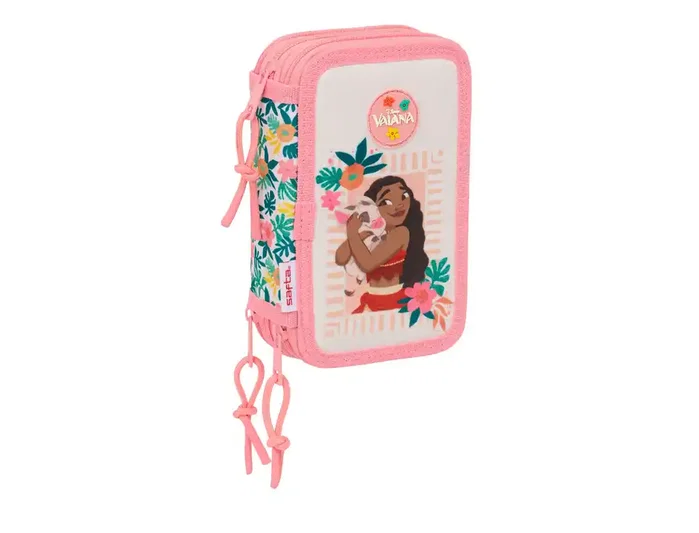 Safta Plumier Escolar Triple Cremallera Vaiana, 37 Piezas, Dimensiones 195x125x55 mm Safta Plumier Escolar Triple Cremallera Vaiana, 37 Piezas, Dimensiones 195x125x55 mm