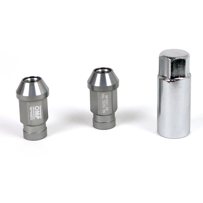 OMP SPEED Juego de 20 Tuercas de Aluminio M12x1.25 Llave 19mm Gris