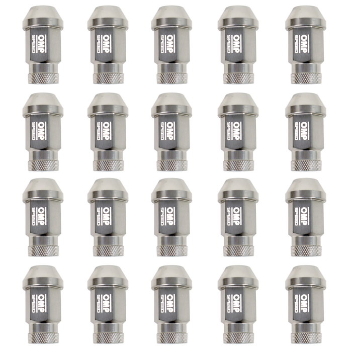OMP SPEED Juego de 20 Tuercas de Aluminio M12x1.25 Llave 19mm Gris