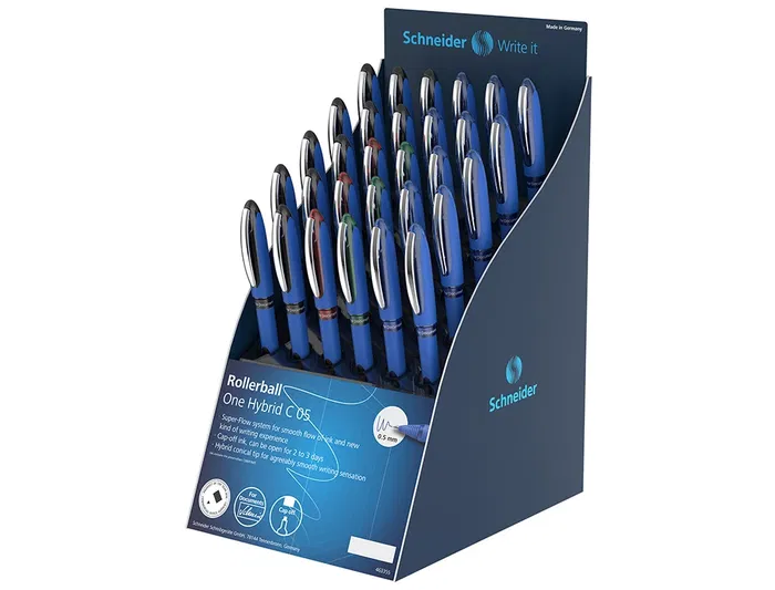 Schneider Roller One Hybrid Punta Cónica 0,5 mm Expositor 30 Unidades Colores Surtidos