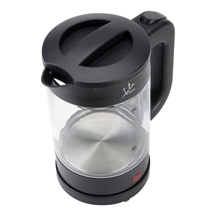 Jata Hogar Hervidor de Agua Eléctrico 1500W 1,2 Litros, Jarra de Borosilicato Libre de BPA, Apagado Automático, Base Giratoria 360 Grados con Almacenamiento de Cable
