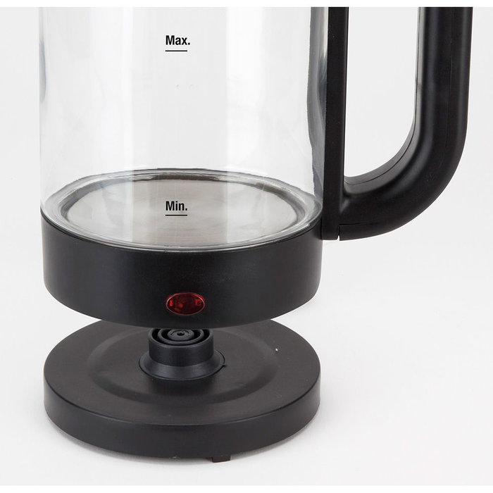 Jata Hogar Hervidor de Agua Eléctrico 1500W 1,2 Litros, Jarra de Borosilicato Libre de BPA, Apagado Automático, Base Giratoria 360 Grados con Almacenamiento de Cable
