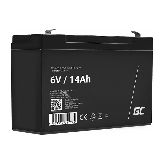 Green Cell AGM34 Batería de 6V 14Ah Green Cell AGM34 Batería de 6V 14Ah