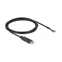 DeLOCK Cable adaptador USB 2.0 Tipo-A a serie RS-232 con 9 extremos de cable abiertos + blindaje, 2 m