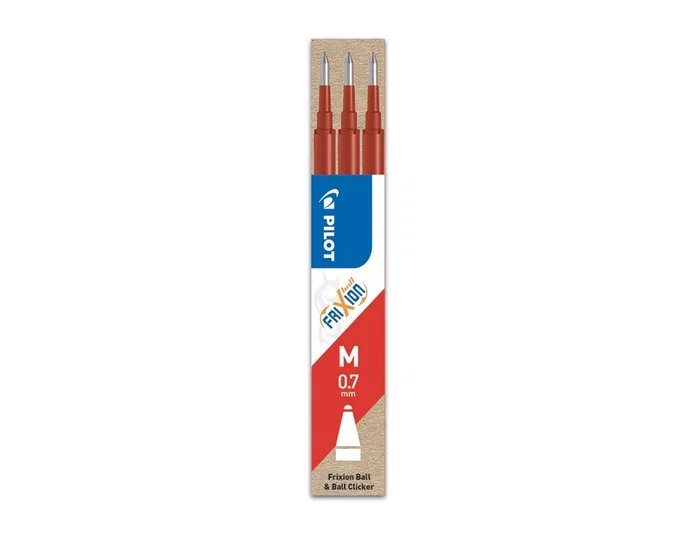Pilot Recambio Bolígrafo Frixion 0.7mm Rojo Pack 3 Unidades