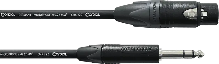 Cordial Cable de Audio Jack Estéreo/XLR Hembra 2.5 Metros