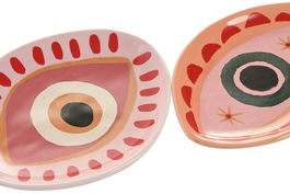 DKD Home Decor Bandeja Vaciabolsillos Rosa Naranja Cerámica 12 x 2 x 15 cm (12 Unidades)