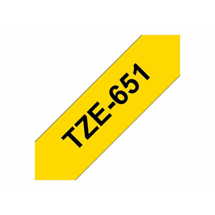 Brother TZe-651 Cinta Laminada 24 mm Negro sobre Amarillo 8 m