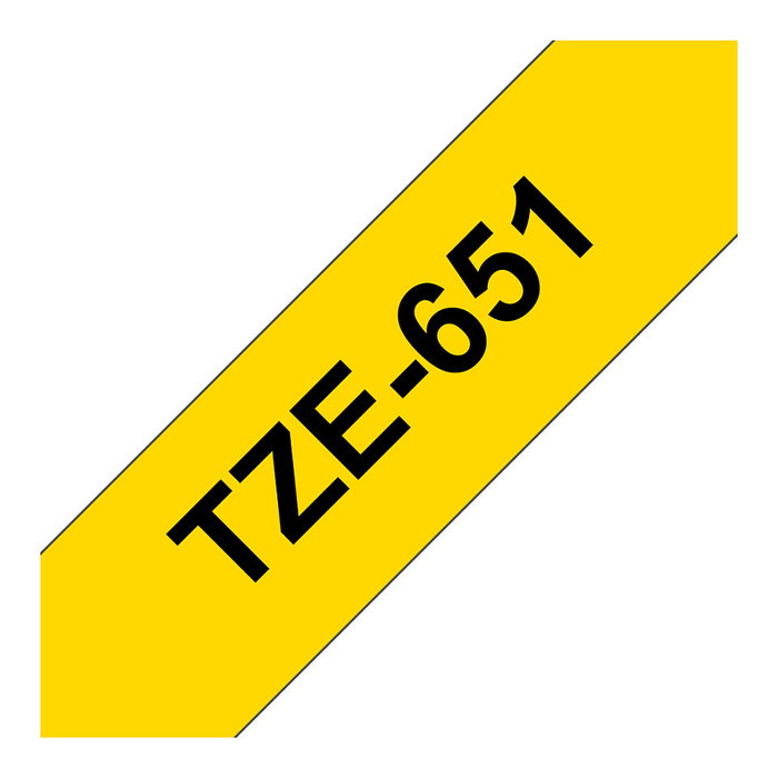 Brother TZe-651 Cinta Laminada 24 mm Negro sobre Amarillo 8 m