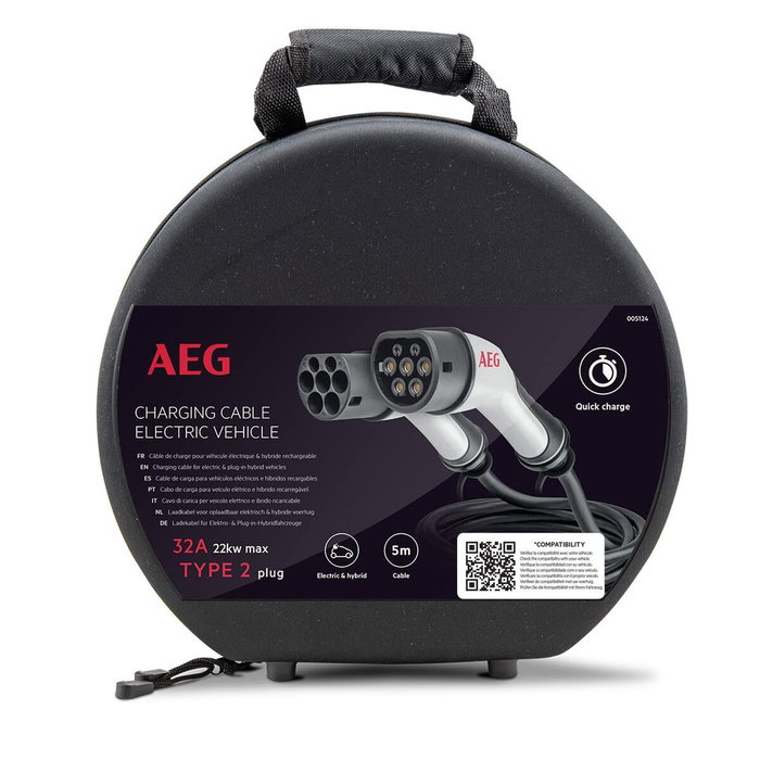Aeg Cable de carga 32A 5m Trifásico 480V AC para vehículos eléctricos e híbridos enchufables