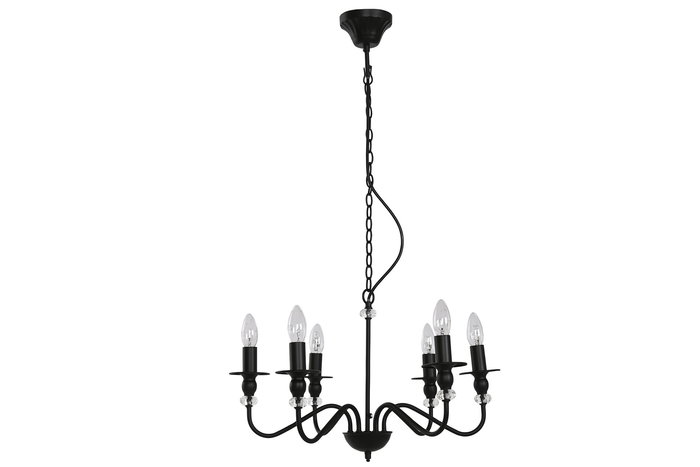 DKD Home Decor Lámpara de Techo Vintage Negra Metal 54 x 46 x 54 cm 6 Brazos E14 25W