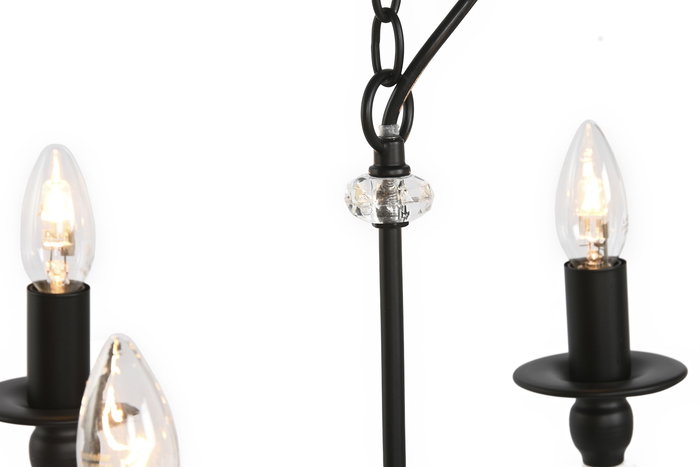 DKD Home Decor Lámpara de Techo Vintage Negra Metal 54 x 46 x 54 cm 6 Brazos E14 25W