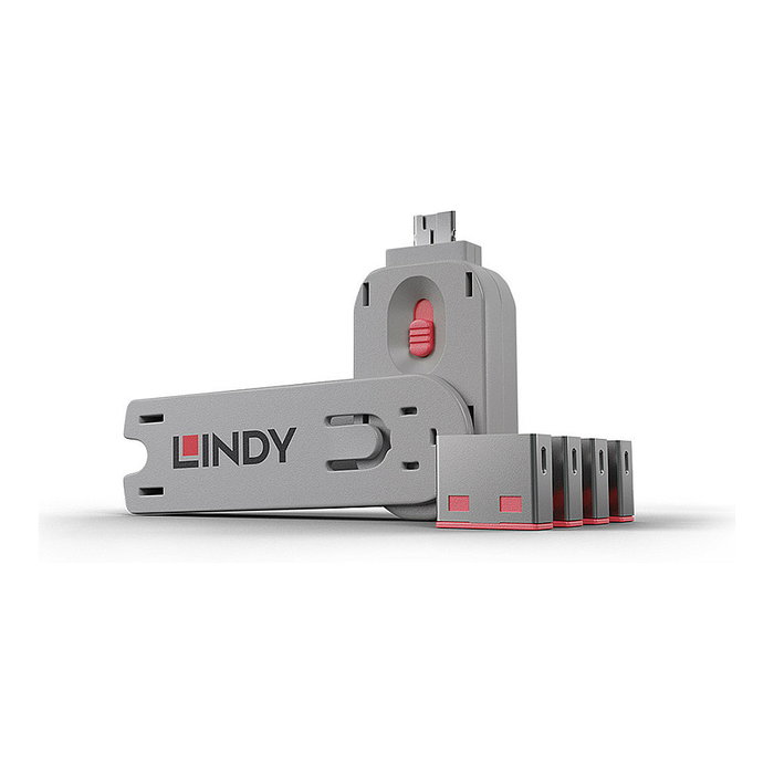 Lindy Bloqueador de Puerto USB Tipo A Rosa con Llave, Pack de 5 Lindy Bloqueador de Puerto USB Tipo A Rosa con Llave, Pack de 5