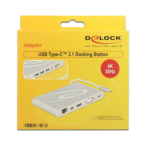DeLOCK 87298 Dockingstation USB 3.2 Gen 1 Type-C Plata