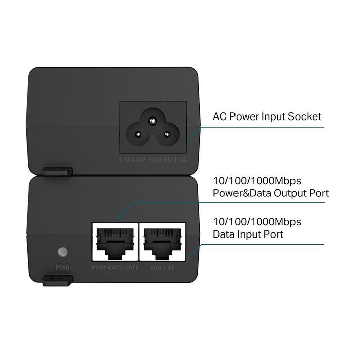 Omada PoE+ Injector Adapter, Gigabit PoE Port, 802.3at/af Compliant, Data and Power Over Single Cable Up to 100m, Pocket Size Omada PoE+ Injector Adapter, Gigabit PoE Port, 802.3at/af Compliant, Data and Power Over Single Cable Up to 100m, Pocket Size