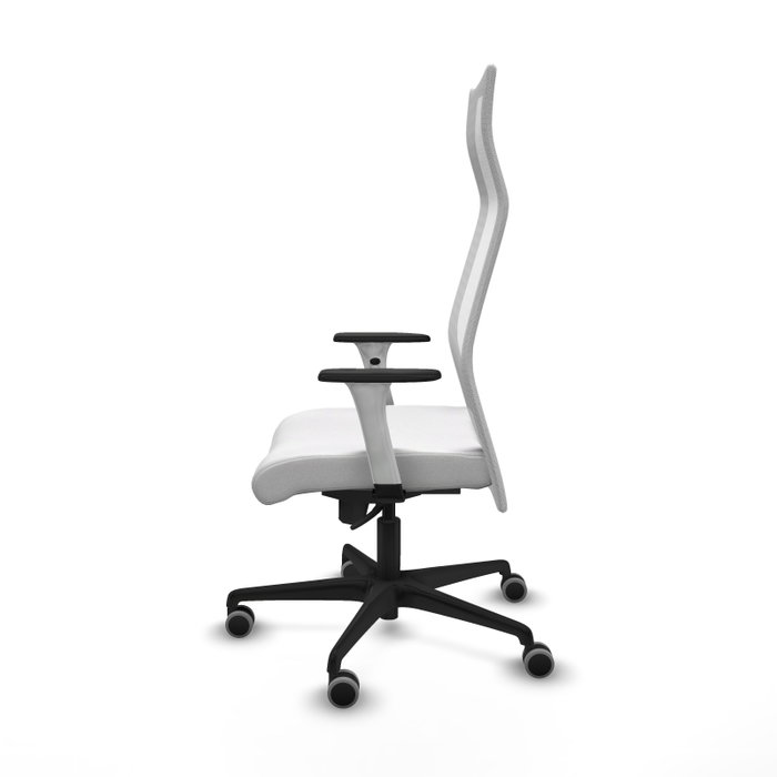 PIQUERAS Y CRESPO Sillón Albacete con Mecanismo Sincro, Tela Blanca y Base de Nailon Negra