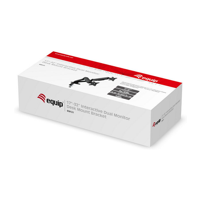EQUIP Soporte de Montaje para 2 Monitores LCD de Escritorio (13" - 27") - Kit de Fijación Tamaños 33 - 68,6 cm, Negro