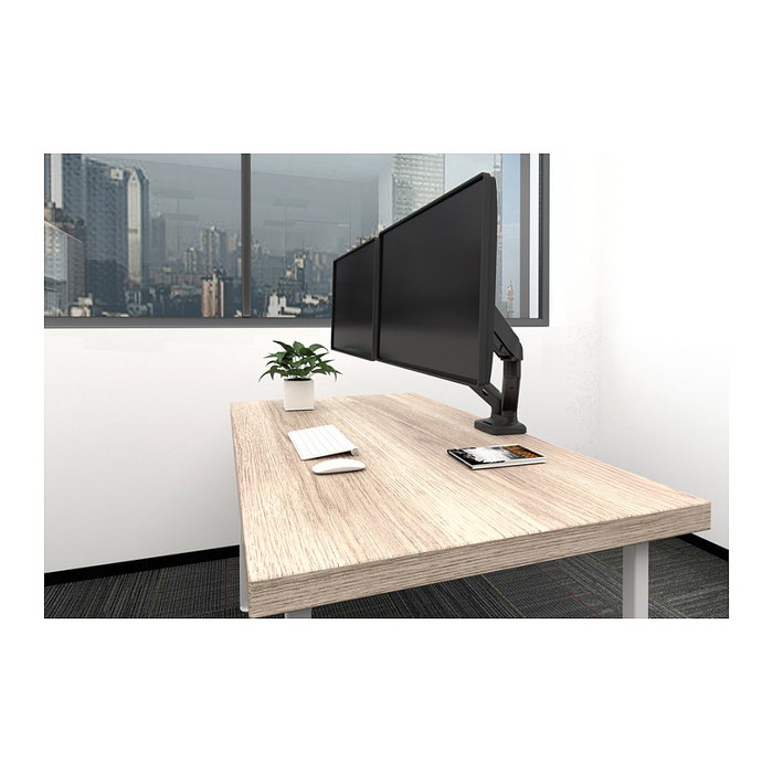EQUIP Soporte de Montaje para 2 Monitores LCD de Escritorio (13" - 27") - Kit de Fijación Tamaños 33 - 68,6 cm, Negro