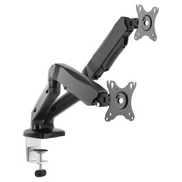 EQUIP Soporte de Montaje para 2 Monitores LCD de Escritorio (13" - 27") - Kit de Fijación Tamaños 33 - 68,6 cm, Negro