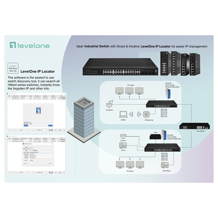 LevelOne Switch Administrado L2 IGS-2108, 8 Puertos Gigabit (10/100/1000) con VLAN, QoS y Montaje en Rail DIN para Redes Empresariales