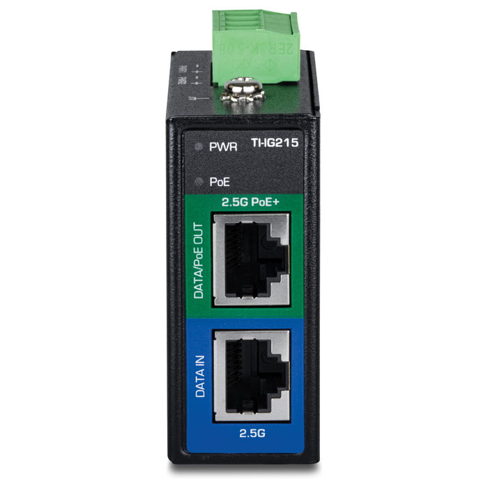 TRENDnet TI-IG215 Inyector PoE+ Industrial 2.5 Gigabit Ethernet, 2 Puertos, Negro