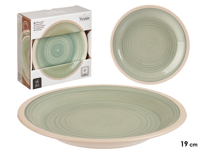 Vessia Plato Postre Gres Verde Borde 19 cm (Set de 36) Vessia Plato Postre Gres Verde Borde 19 cm (Set de 36)