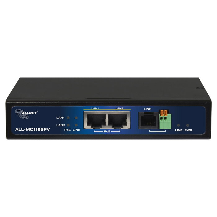 ALLNET ALL-MC116SPV-VDSL2 Módem Puente VDSL2 con Vectoring y 2 Puertos PoE IEEE802.3at