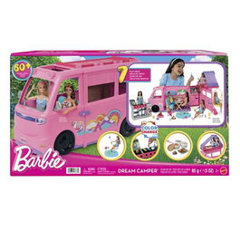 Mattel Supercaravana Barbie 2025 con 7 Zonas de Juego y 6 Accesorios, Dimensiones 88x37,30x52,40 cm