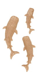 DKD Home Decor Set de 3 Decoraciones de Pared de Ratán Tiburón