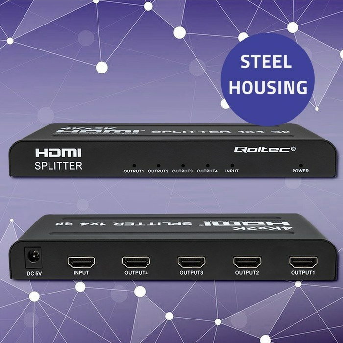 Qoltec Splitter HDMI Activo 4 x HDMI 4K x 2K 3.4Gb/s Qoltec Splitter HDMI Activo 4 x HDMI 4K x 2K 3.4Gb/s