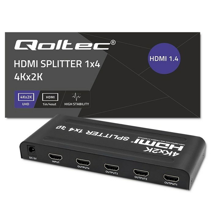 Qoltec Splitter HDMI Activo 4 x HDMI 4K x 2K 3.4Gb/s Qoltec Splitter HDMI Activo 4 x HDMI 4K x 2K 3.4Gb/s