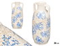 Giftdecor Jarron Nonna con 2 asas, estilo cerámico clásico, color azul, beige y blanco, altura 38 cm, ancho 16.5 cm, ideal como decoración de regalo (Set de 4)